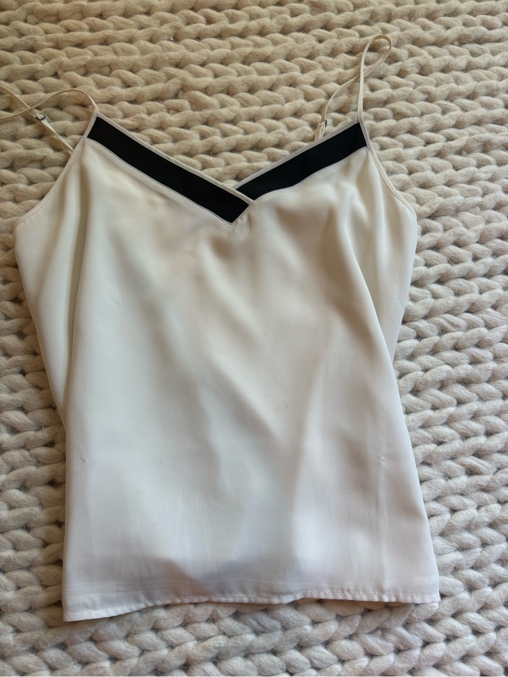 Banana Republic Cream Camisole Tank with Black Trim - Women's Top